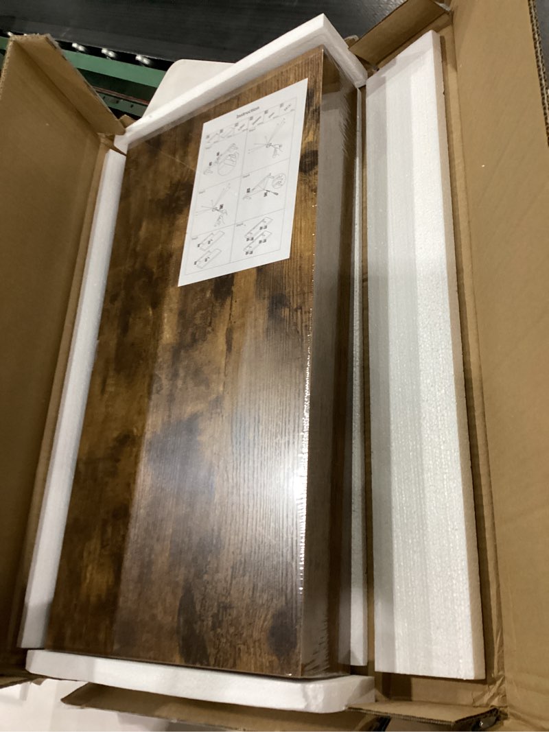 Condition photo showing New/Like New for Rustic Brown 24 Inch Floating Shelves for Wall, Wooden 12 Inch Deep Floating Shelves Set of 2, Wall Shelves for Bathroom over Toilet, Live Edge Display Shelf with Invisible Brackets for Home Decor Rustic Brown Deep Floating Shelves 23.6 in W x 11.6 in D x 1.5 in H