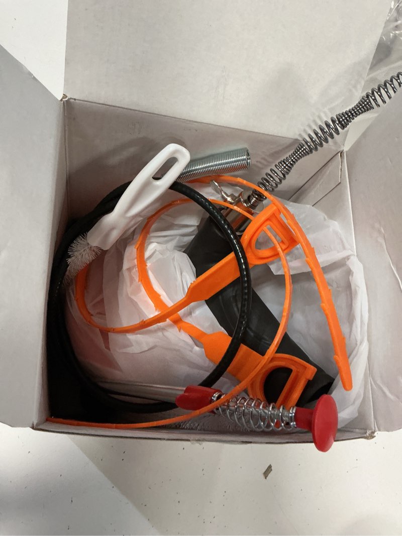 Condition photo showing Good Condition for drain snake auger, 33 feet plumbing snake drain hair clog removal tool, sink unclogger drain, heavy duty toilet snake auger, cleaner tool for bathroom kitchen tub shower drain clog remover with gloves plumbing snake 33 feet