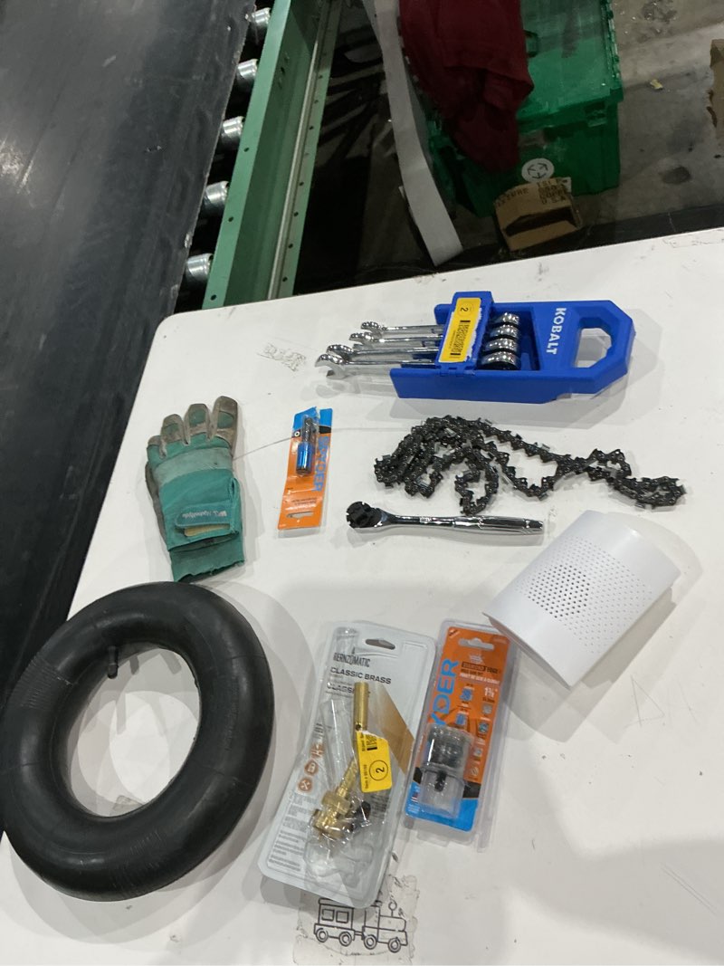 Condition photo showing As Is for as sorted home improvement lot (small tools, screw, home accessories, etc.)