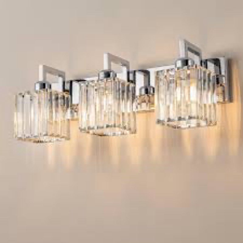 FDPBY Modern Bathroom Vanity Light 3-Lights Chrome Crystal Wall Lamp Bathroom Modern Crystal Vanity 