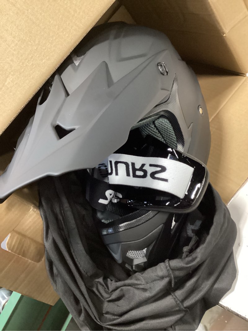 Condition photo showing Good Condition for adult atv dirt bike helmet with goggles gloves & mask quick release buckle adjustable sun visor motorcycle adult helmet off-road motocross downhill moped mx for unisex-adult matte black medium