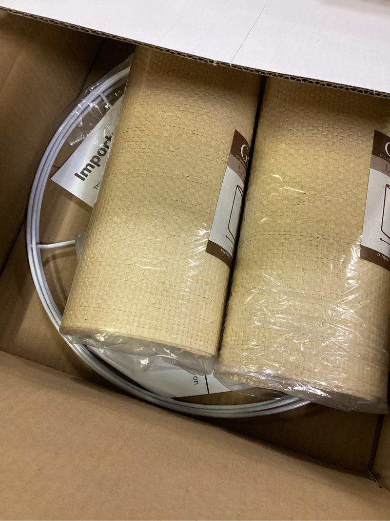 Condition photo showing New/Like New for go&so medium drum lamp shades set of 2 woven lampshades, 13" l x 13" h (e26 spider),farmhouse lampshades for table lamp & bedside lamps, replacement lamp shade in hand crafted,easy assembly required hand-woven fabric 13*13*10in-2pc