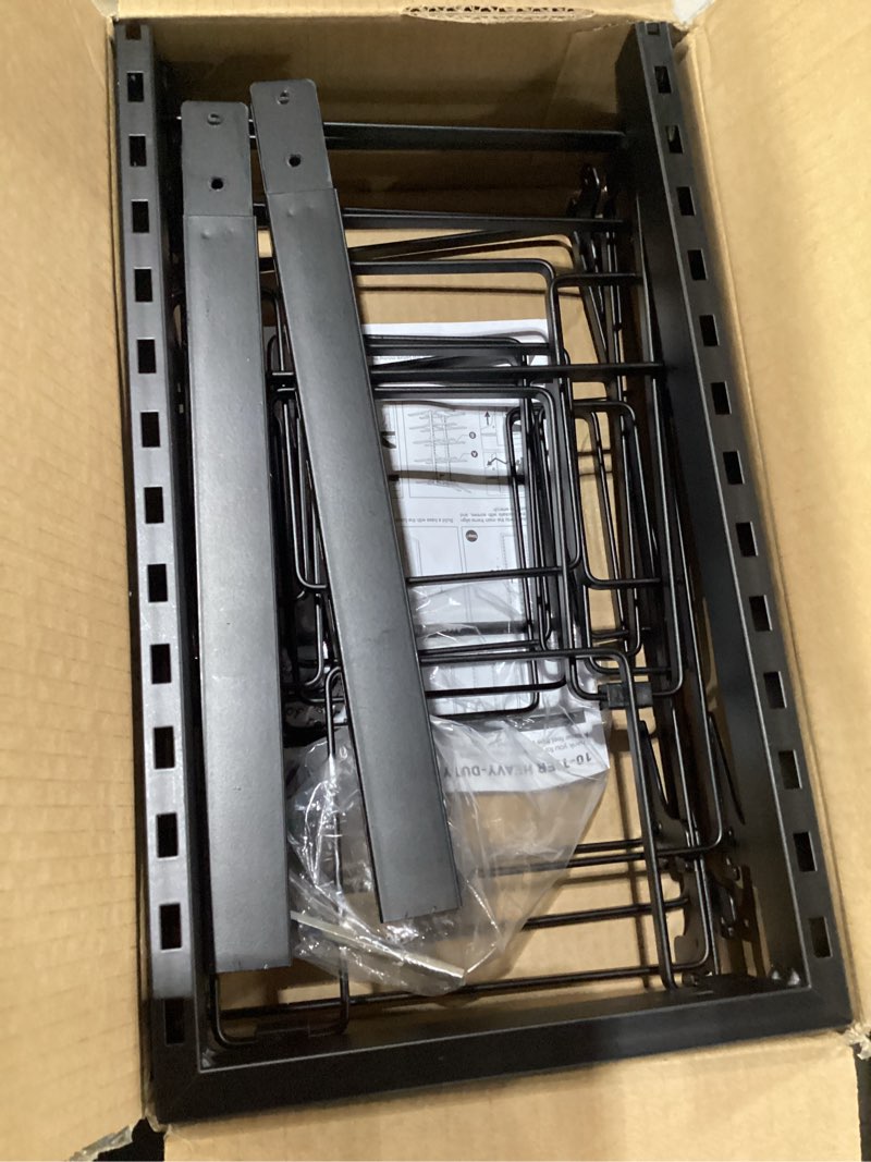 Condition photo showing New/Like New for lamu 10-tier pots and pans organizer under cabinet, 23.62" height heavy duty pots pans organizer rack for inside cabinet adjustable for big stockpots, dutch oven, cast-iron pans, heavy cookware black xxl-10tier-23.6"h