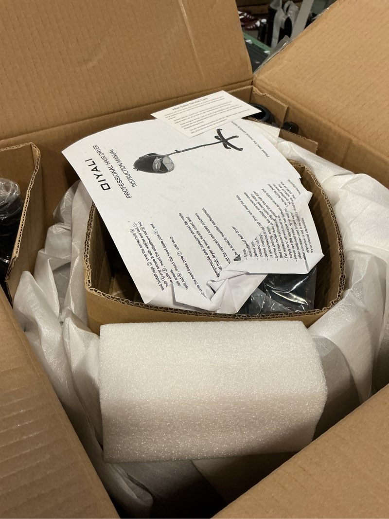 Condition photo showing New/Like New for 1000w professional hooded hair dryer,standing blow hair dryer with cap and wheels,temperature and time are adjustable,suitable for salon and home black