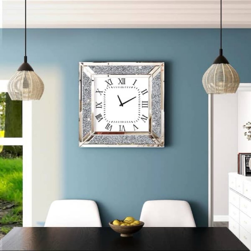 Jeni Mirrored Wall Clock with Diamond 
