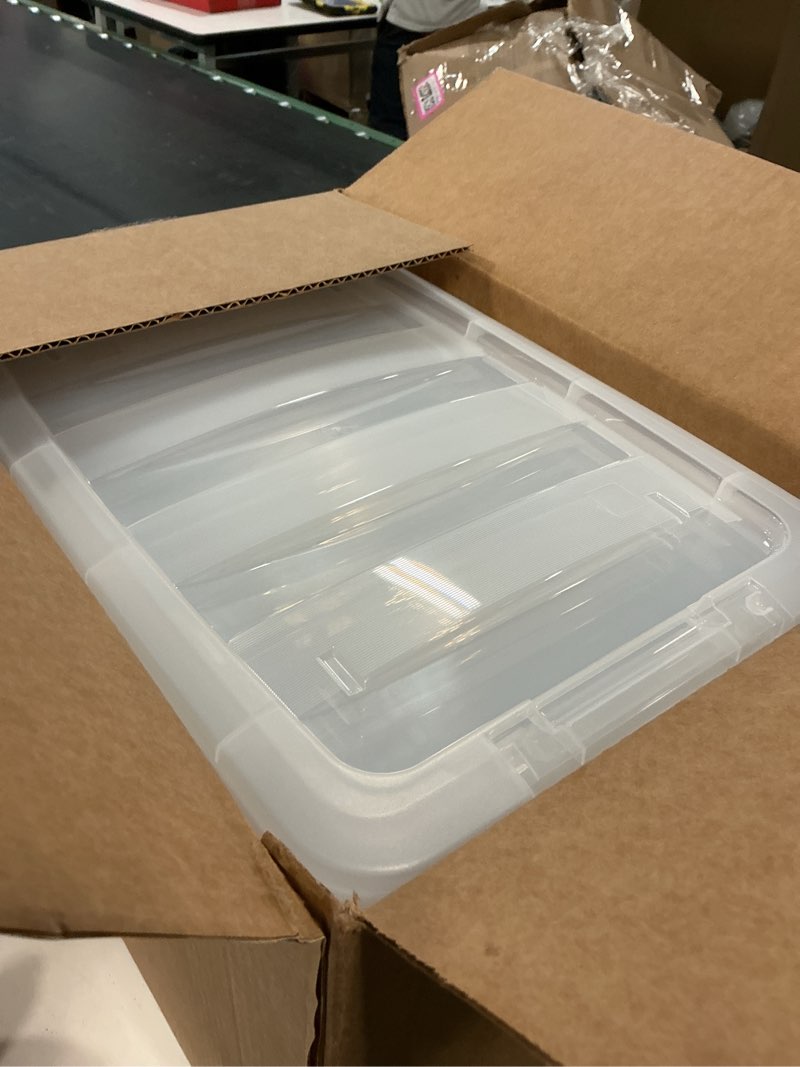 Condition photo showing Good Condition for iris usa 13 qt plastic storage box with lid and latches - 6 pack - bpa-free, see-through organizing solution, durable nestable stackable containers, secure pull handle - clear clear 13 qt 6 pack