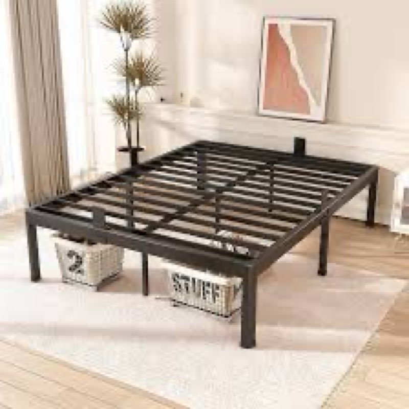 fuiobyvv full size bed frame with round corner edge legs 16 inch heavy duty support 3500 lbs metal p