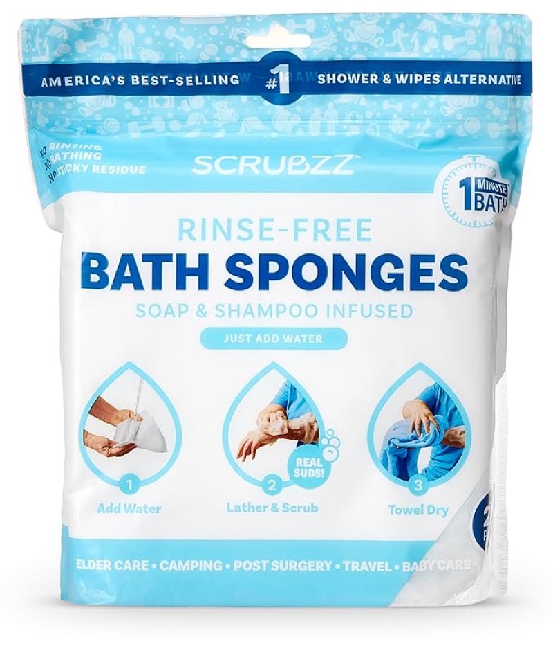 carebath case of 40 rinse-free bathing sponges – 25-pack each – 1,000 wipes total – for hospitals, s