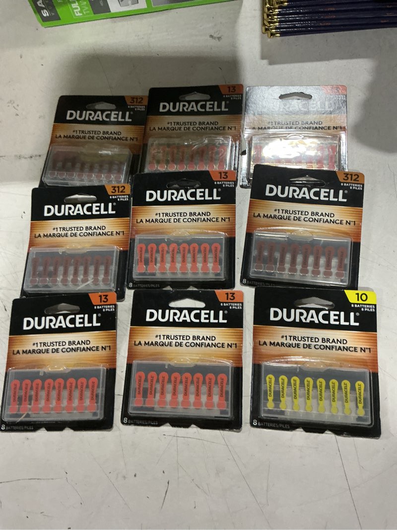 Condition photo showing Good Condition for duracell hearing aid batteries with easy-fit tab, size 312, 32 pack of 8)