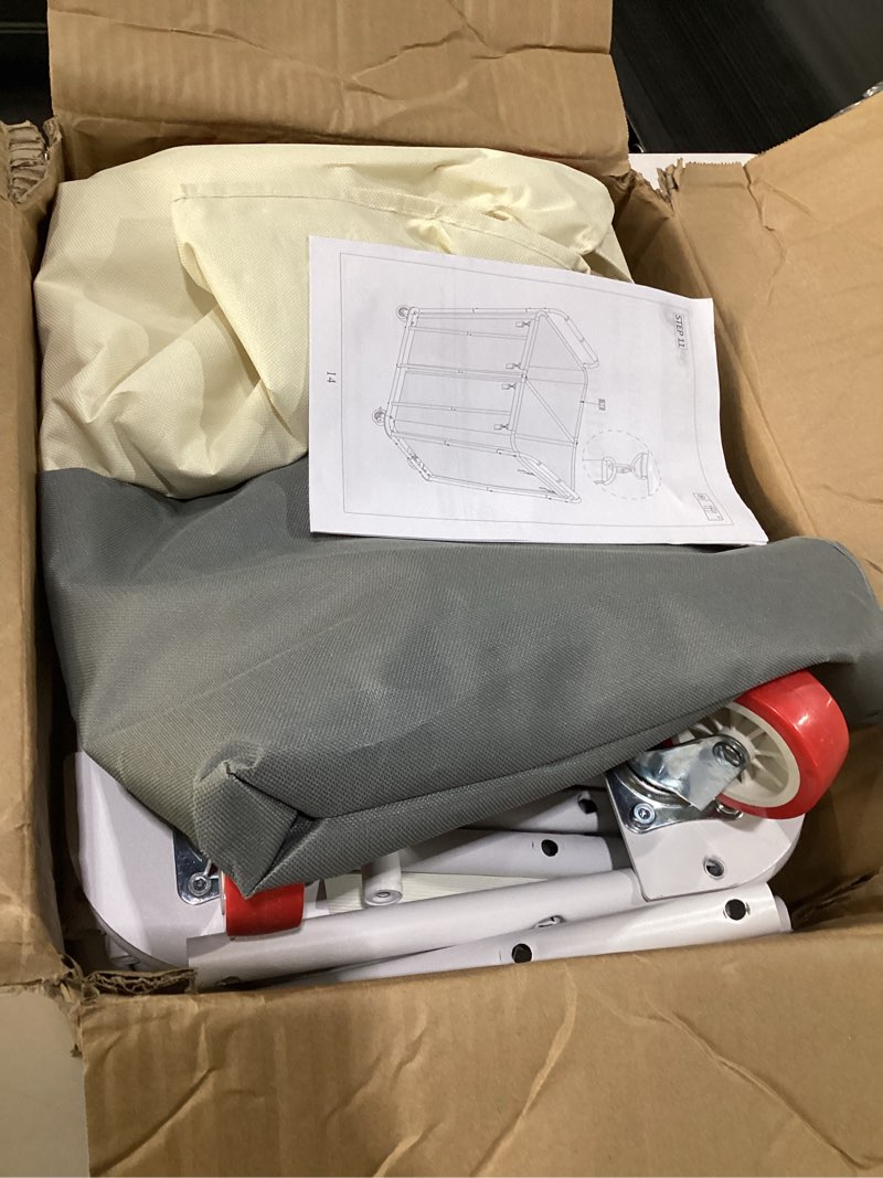 Condition photo showing As Is for Hoctieon 2 Section Laundry Sorter Cart, 400L Rolling Hamper with Wheels, Industrial Laundry Basket Organizer, Extra Large Dirty Clothes Hamper for Home & Hotel, Heavy Duty, Gray+Beige Gray+Beige 2 Sections-400L