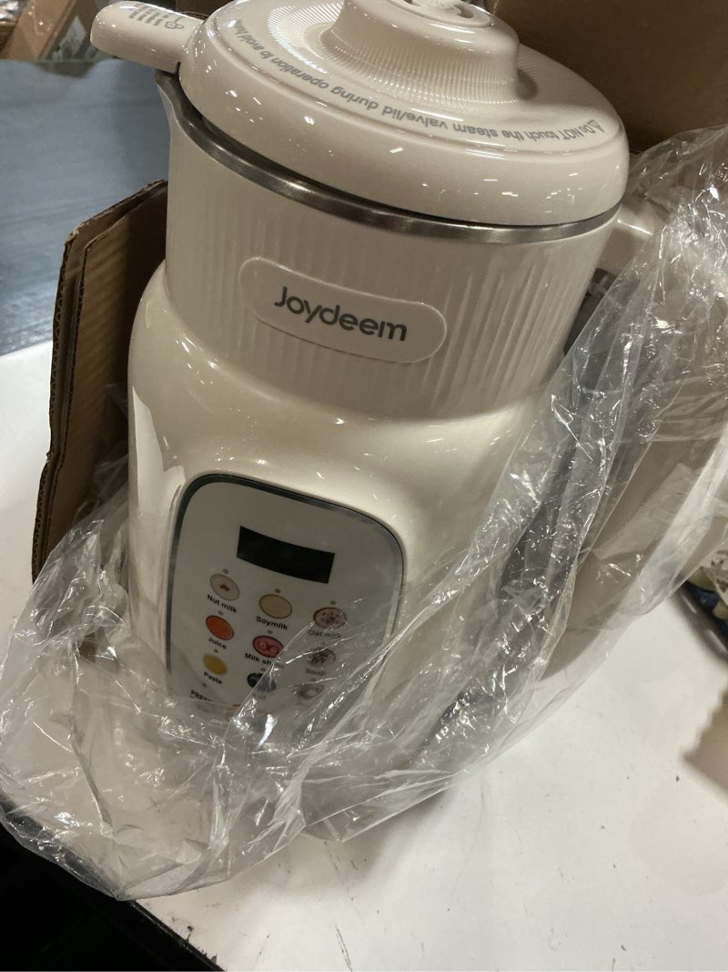 Condition photo showing Good Condition for joydeem nut milk maker machine,adjustable temperature control, 46oz almond, soy, oat, coconut plant-based non-dairy beverage blender with 10 blades, auto clean, boil water, timer, keep warm, white