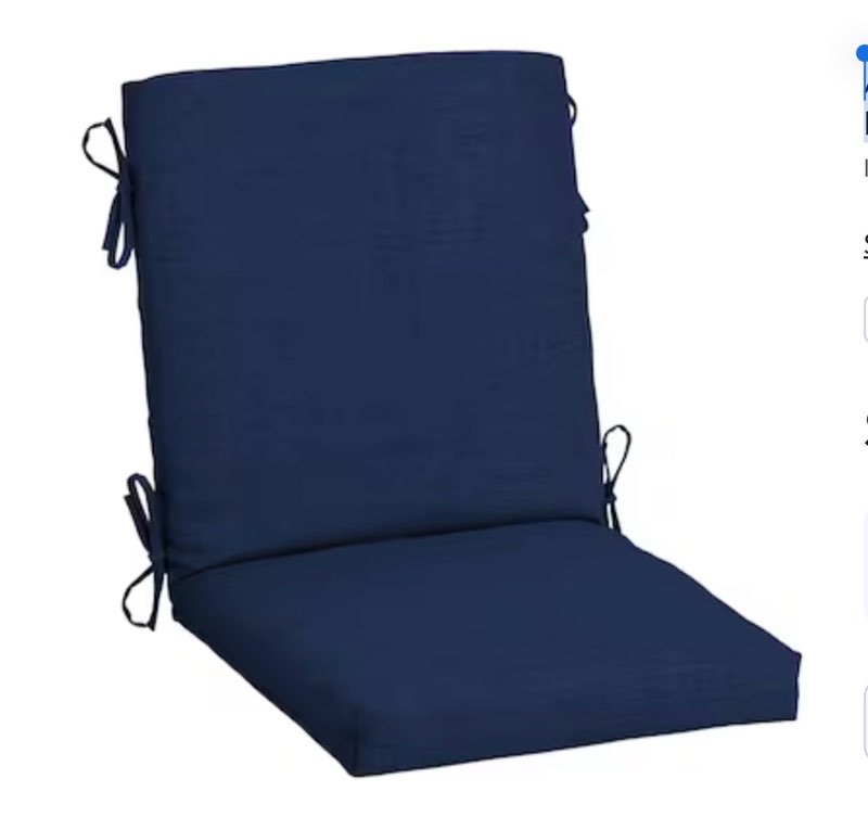 Mid Back 16.5-in x 18-in Sapphire Blue Leala Patio chair cushion
