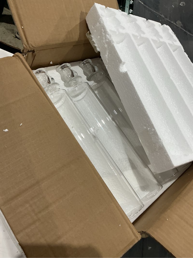 Condition photo showing As Is for hurricane glass candle holders set of 16, 11.8" h clear cylinder windproof candle holder chimney tubes, taper glass candlestick holders for home decor wedding party table centerpieces