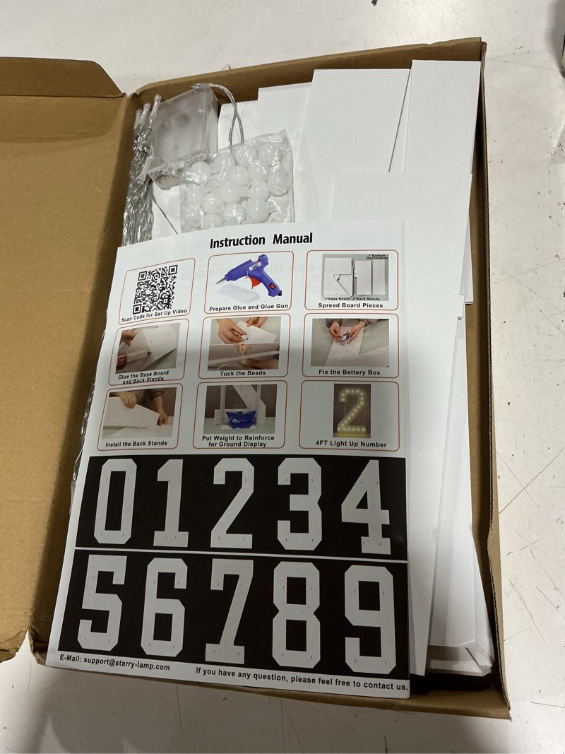 Condition photo showing Good Condition for 4ft light up numbers, marquee numbers 4 feet tall giant number 2 mosaic big number sign for 2nd 12th 21st birthday party backdrop anniversary decorations, pre-cut large frame 2 white number 2 4 ft