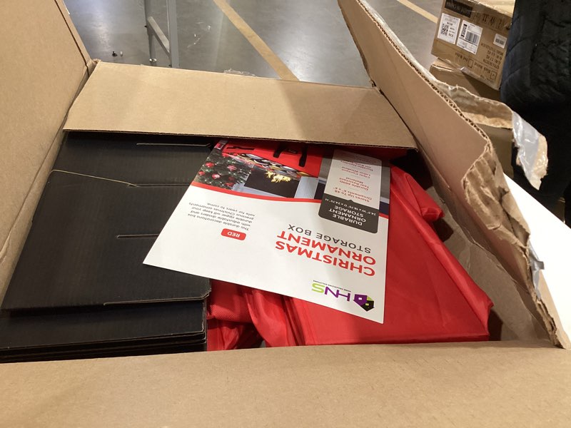 Condition photo showing Good Condition for Christmas Extra Large Ornament Storage Container - Box Stores Up to 48 – 6” Ornaments – With 4 Individual Trays -Heavy Duty 600D Tear Resistant Material, Zippered, Adjustable Dividers. 48 6" Ornaments Red