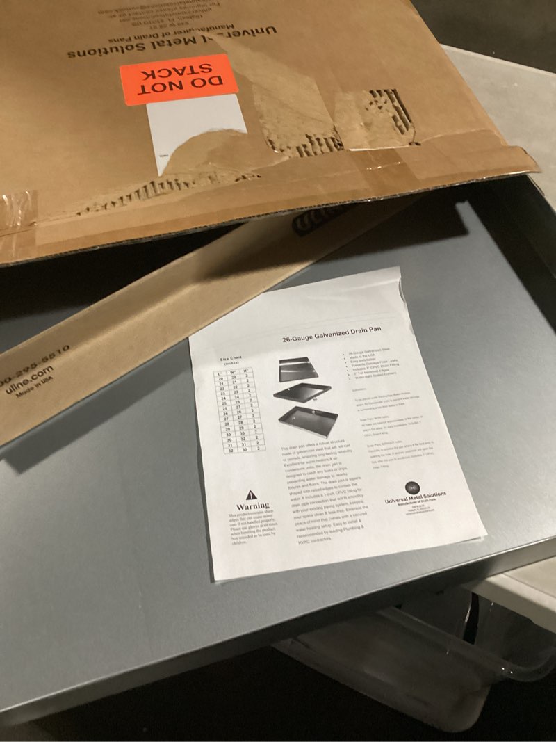 26ga galvanized drain pan w/o hole - rust-free made for electric water heater & air conditioning units protects floor from water damage, easy to install- 25" x 27" x 2"