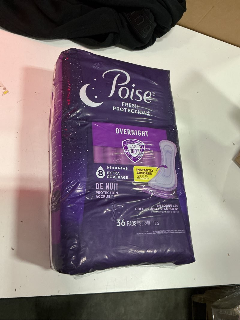 Condition photo showing New/Like New for poise overnight incontinence & postpartum pads for bladder leaks, 8 drop extra coverage, 36 count long 36
