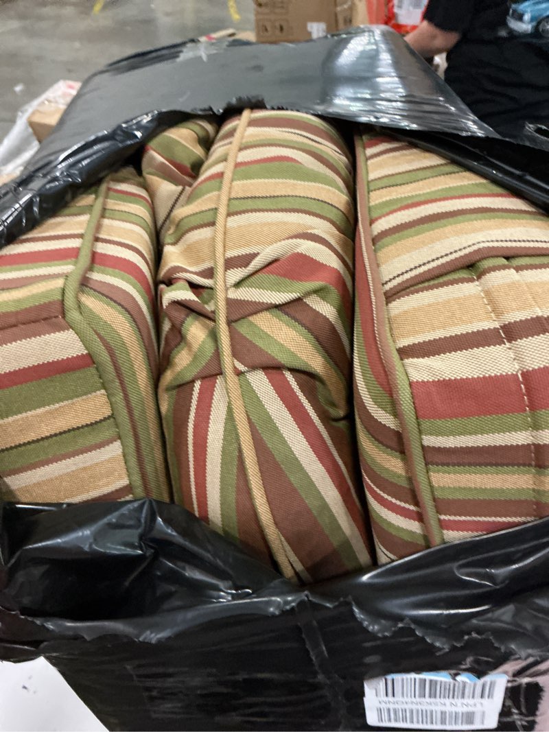 Condition photo showing Good Condition for outdoor cushions for patio furniture set of 2, 24"x24" water repellent chair cushions removable seat bottom & back cushion covers for chair, sofa, couch, colorful stripe colorful stripe 24"x24"