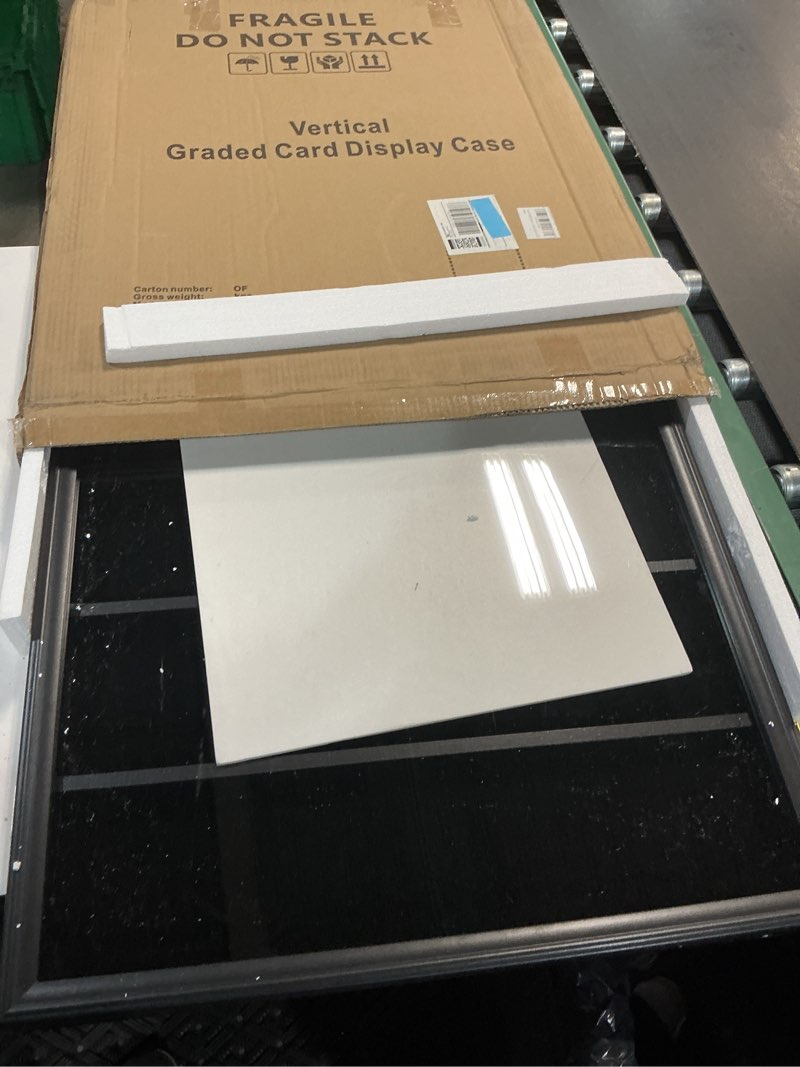 Condition photo showing New/Like New for verani 35 baseball card display case - graded sports card display frame - holds sport cards with uv protection clear view lockable wall cabinet for football basketball hockey trading card large black large-vertical-black
