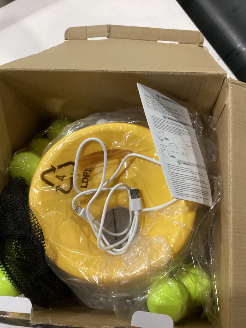 Condition photo showing Good Condition for automatic dog ball launcher, dog ball thrower with 15 mini tennis balls sizing 2 inch and mesh bag, interactive dogs toys tennis balls launcher for small dogs with 3 distance settings orange