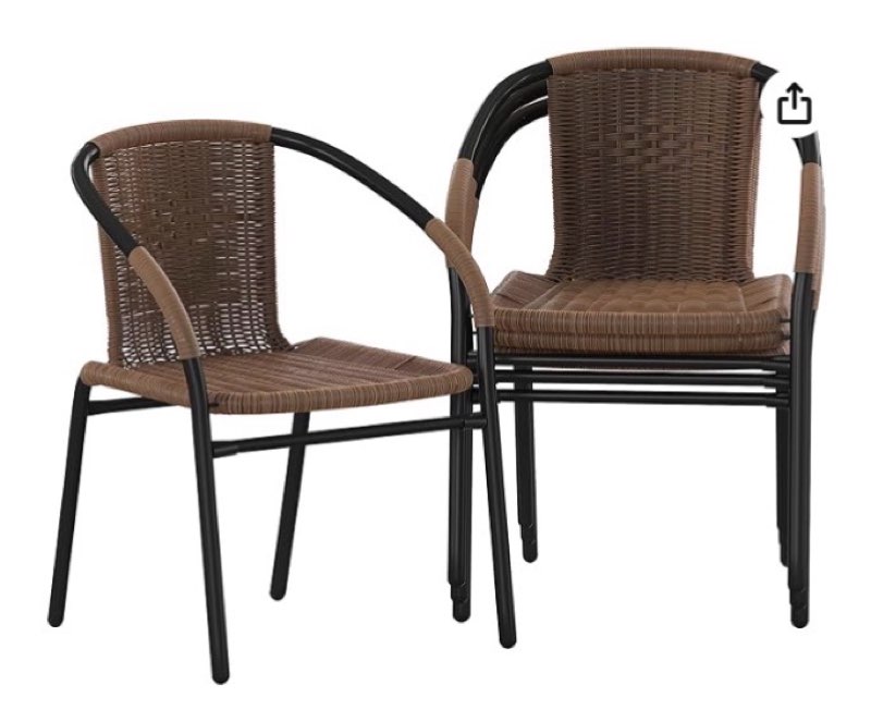 4 Chairs Arthor Rattan Indoor/Outdoor Stacking Restaurant Chairs by Flash Furniture