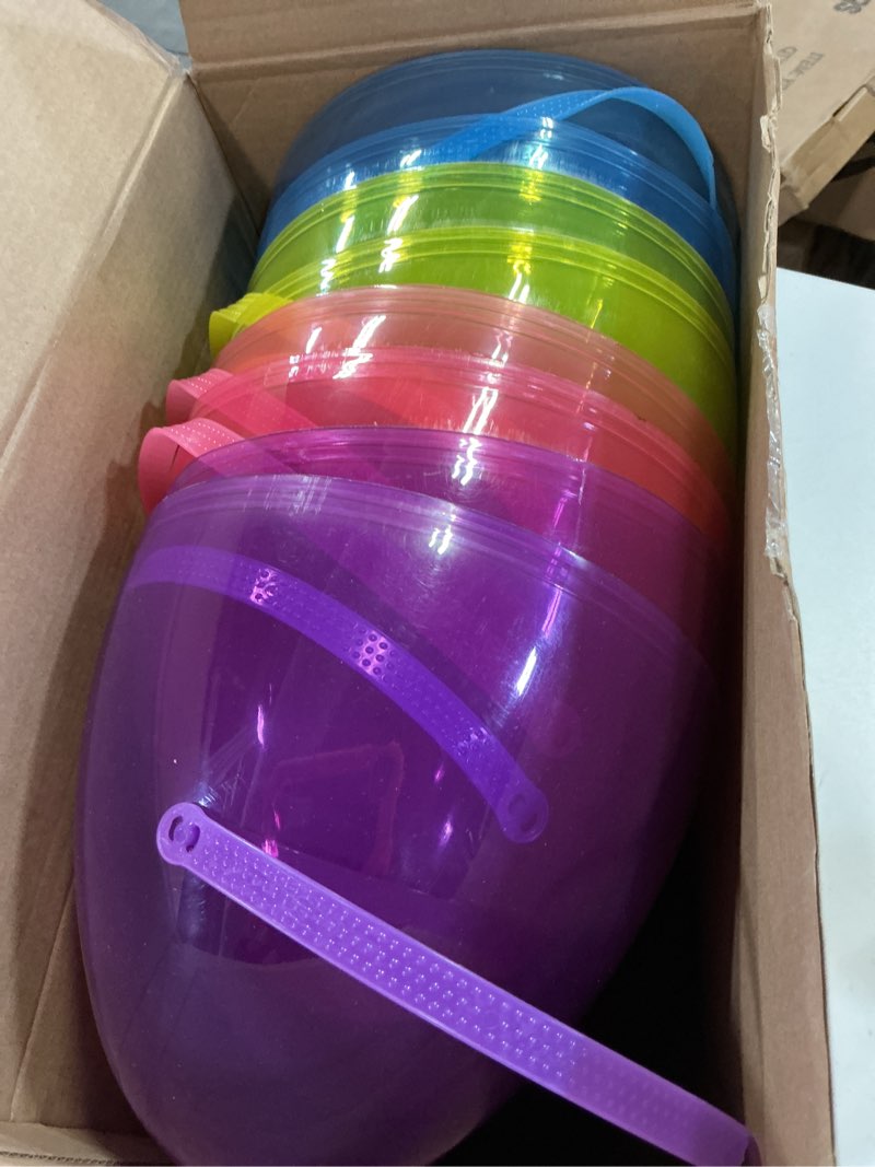 Condition photo showing Good Condition for funtery 8 pcs jumbo easter eggs 10 inch plastic giant easter eggs with handles, clear large baskets fillable big bunny egg shaped baskets containers decoration (multi colors) 8 multi colors