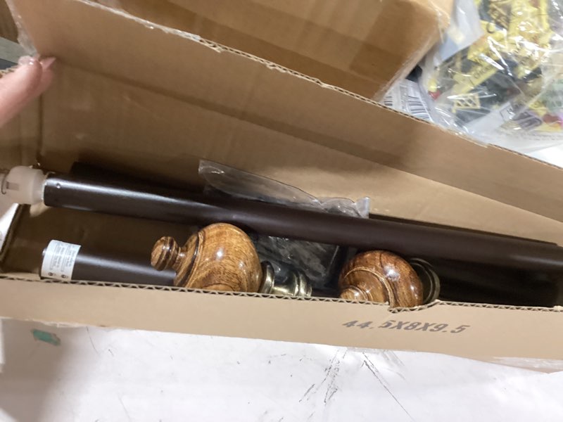 Condition photo showing Good Condition for Bronze Curtain Rods for Windows 30 to 56 Inch, Decorative Heavy Duty Single-Side Adjustable 1'' Antique Brown Curtain Rod, Vintage Rustic Metal Drapery Pole for Farmhouse Bedroom Living Room Bronze 30''-60'' (1 Pack)