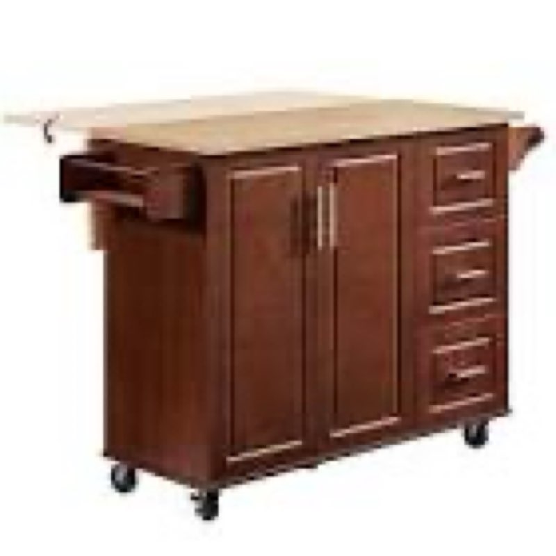 Kitchen Island Cart with Extendable Drop Leaf, Spice & Towel Racks and Adjustable Shelves color red 