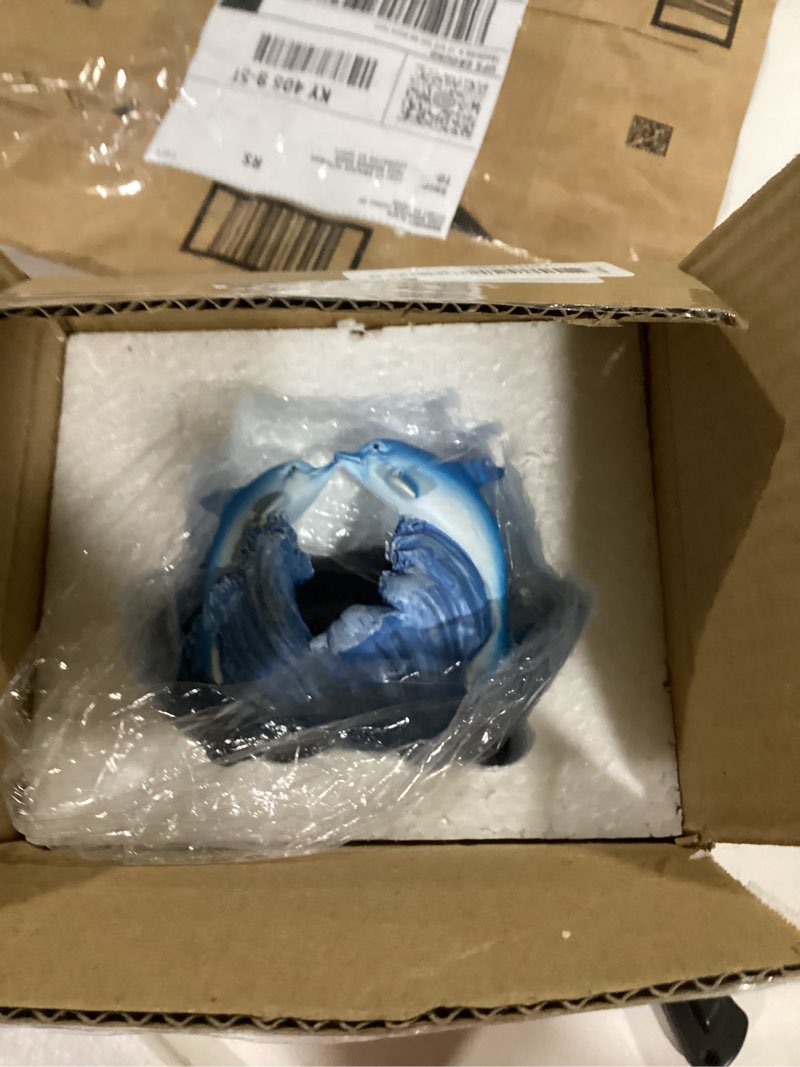 Condition photo showing New/Like New for Dolphin Resin Statue with Wave Base, Handcrafted Sea Life Sculpture?Small Desktop Decor for Home Office Shelf, Mini Dish for Keys Coins Jewelry, Romantic Gift for Mom Girlfriend Grandma.