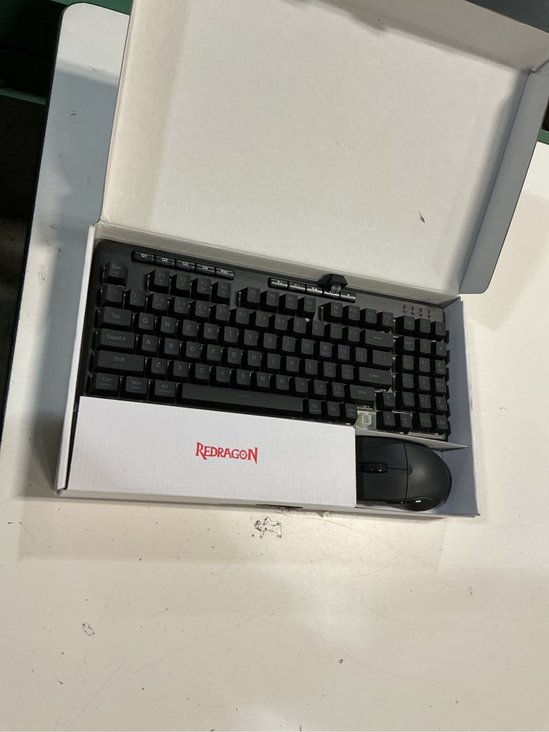 Condition photo showing Good Condition for redragon s156 wireless keyboard and mouse with tri-mode, mechanical feel keyboard and 4800 dpi 61g ultra-light gaming mouse, rgb backlit, 4 macro keys, long battery life for pc, mac, ideal for gamer deep black