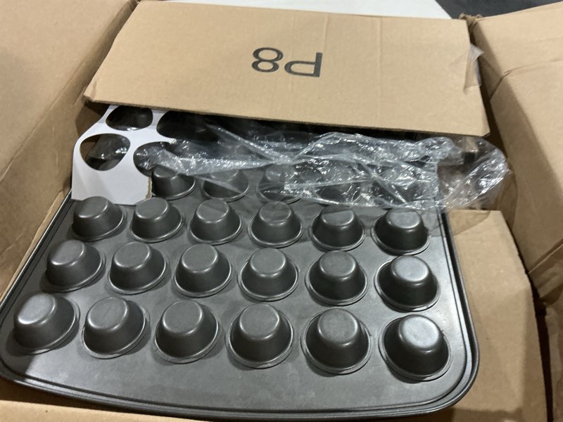 Condition photo showing As Is for goodcook everyday non-stick steel 48 cup mini muffin pan – heavy duty small muffin pan, bakeware cupcake pan, delicious baked goods muffin tin tray, dishwasher safe