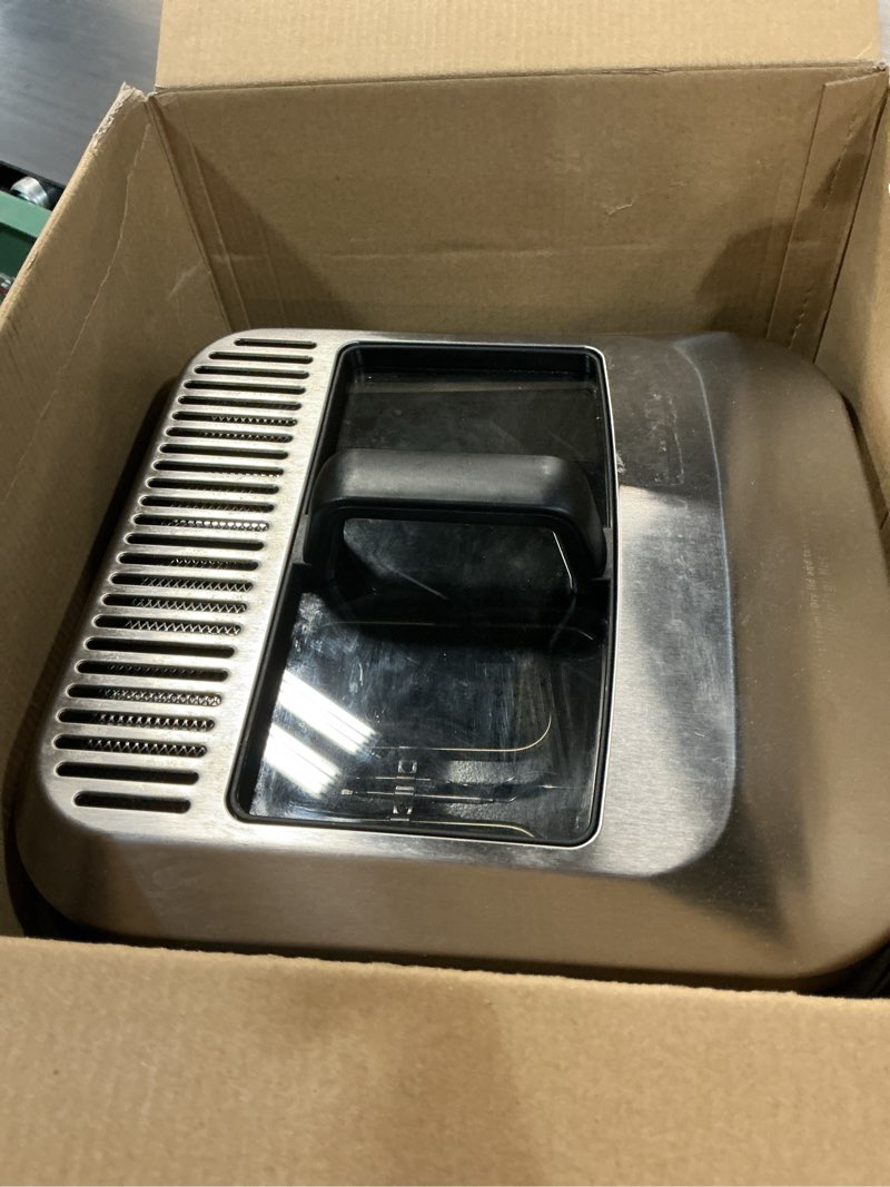 Condition photo showing As Is for mainstays 4l electric deep fryer  matte black  stainless lid  1800w