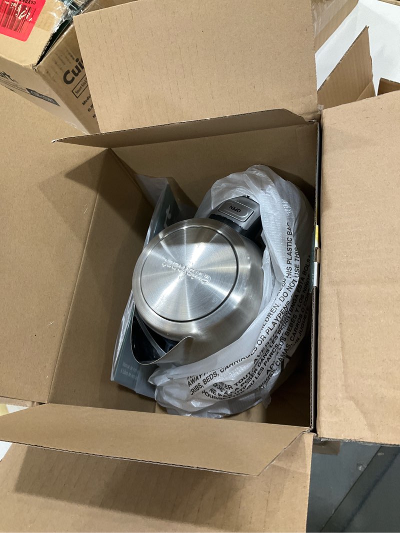 Condition photo showing As Is for cuisinart perfectemp 1.7-liter electric kettle, cordless electric tea kettle, 1500w for fast heat-up, 6 preset temperatures, 30-minute keep warm, stay cool nonslip handle, cpk-17p1 stainless steel perfectemp