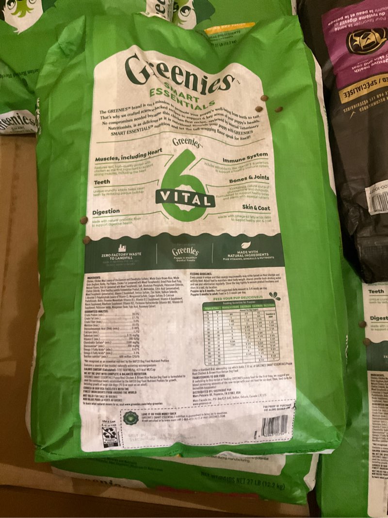 Condition photo showing New/Like New for Greenies Smart Essentials Puppy High Protein Dry Dog Food Real Chicken & Brown Rice Recipe, 27 lb. Bag Chicken & Rice 27 Pound (Pack of 1)