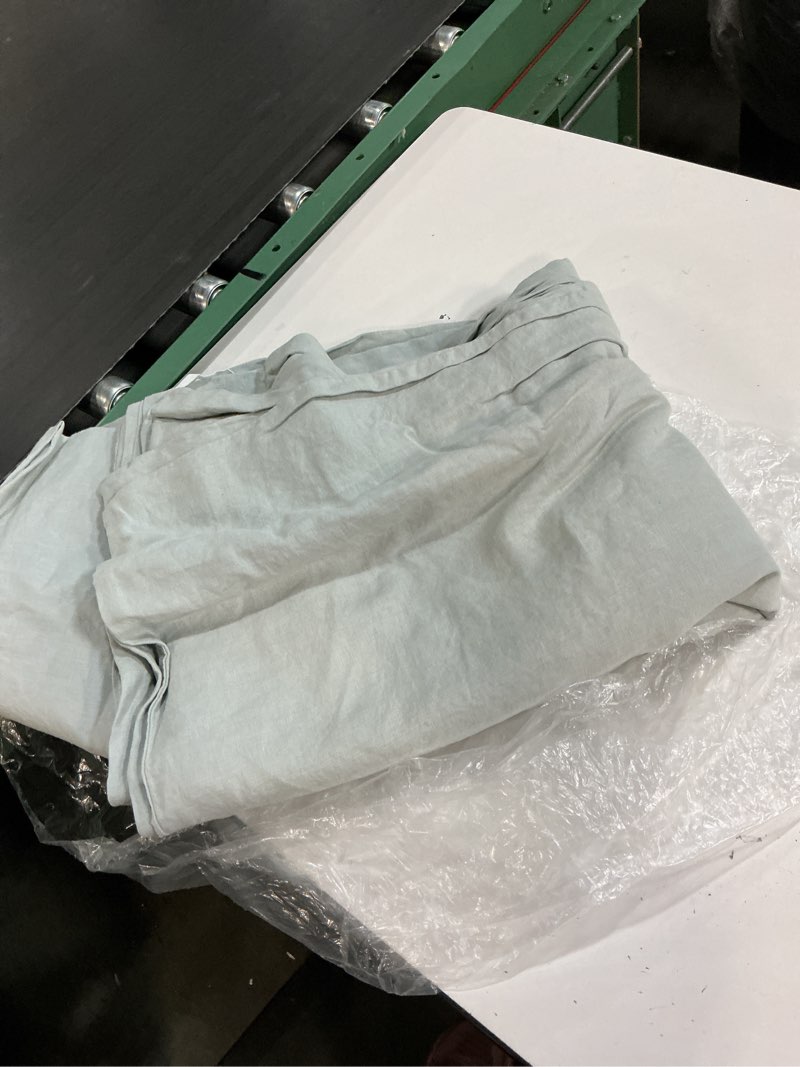 Condition photo showing As Is for quince european linen duvet cover set ( only cover) mist king / cal king 