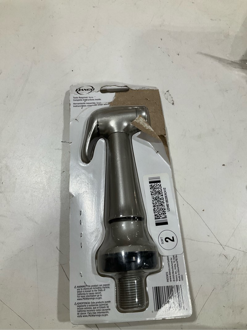 Condition photo showing As Is for danco for universal white brushed nickel kitchen pullout sprayer