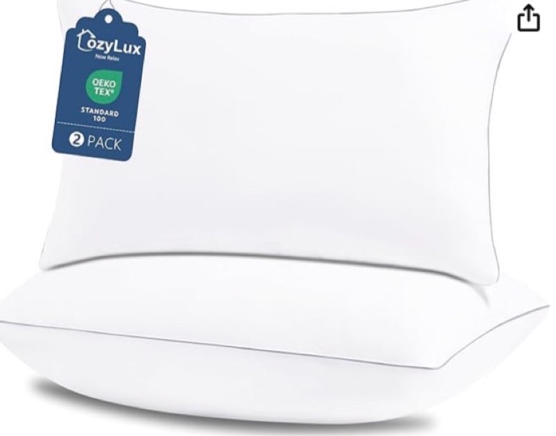 CozyLux Soft Supportive Bed Pillows for Side and Back Sleepers, Oeko-Tex Certified Down Alternative Filling, Hotel Quality Fluffy Sleeping Pillow, White, Standard - 18\" x 26\", 2 Pack