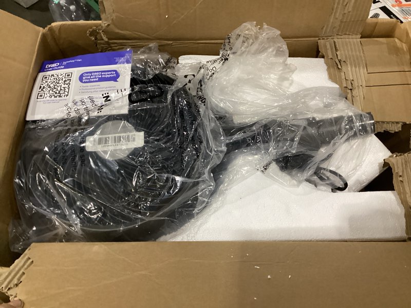 Condition photo showing As Is for **not tested**dreo fan for bedroom, 2026 upgraded, 90ft airflow, 20db quiet fan, 90° oscillating standing fan for whole room, dc motor, 8+h speeds, 3 modes, 38-42'' adjustable height, 8h timer, 105° manual vertical grey
