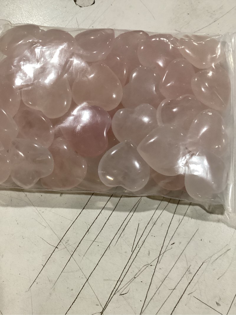 Condition photo showing New/Like New for Gerrii 50 Pcs Heart Healing Stone Bulk Quartz Heart Inspirational Stones Gift for Women Love Pocket Polished Natural Energy Balancing Meditation 0.8 Inch(Rose Pink)