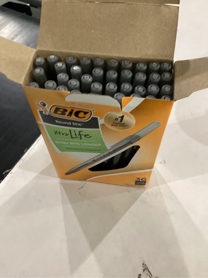 Condition photo showing New/Like New for bic round stic xtra life ballpoint pen  medium point (1.0mm)  black  36-count