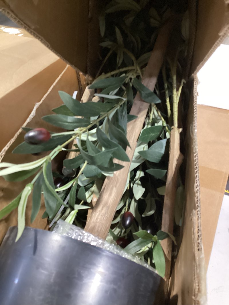 Condition photo showing New/Like New for artificial olive tree for living room decor, 6ft bendable fake plants artificial indoor, faux silk plant fake trees in potted with oliver branch leaves and fruits for modern home house office décor