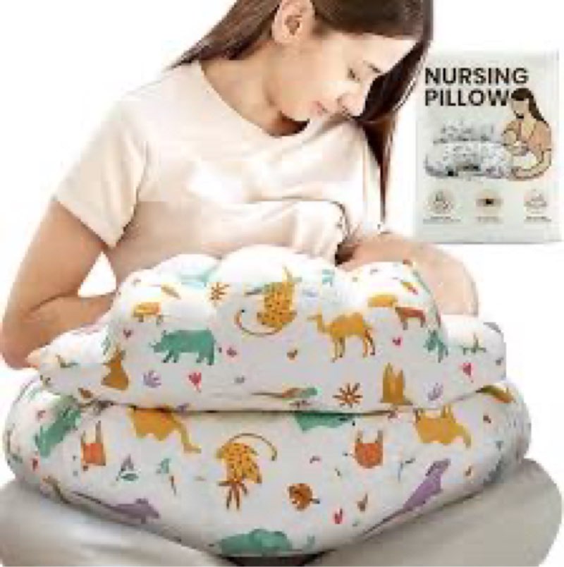 Misounda Baby Reflux Pillow, Hands Frees Nursing Pillows for Breastfeedingwith Removable Cotton Cove