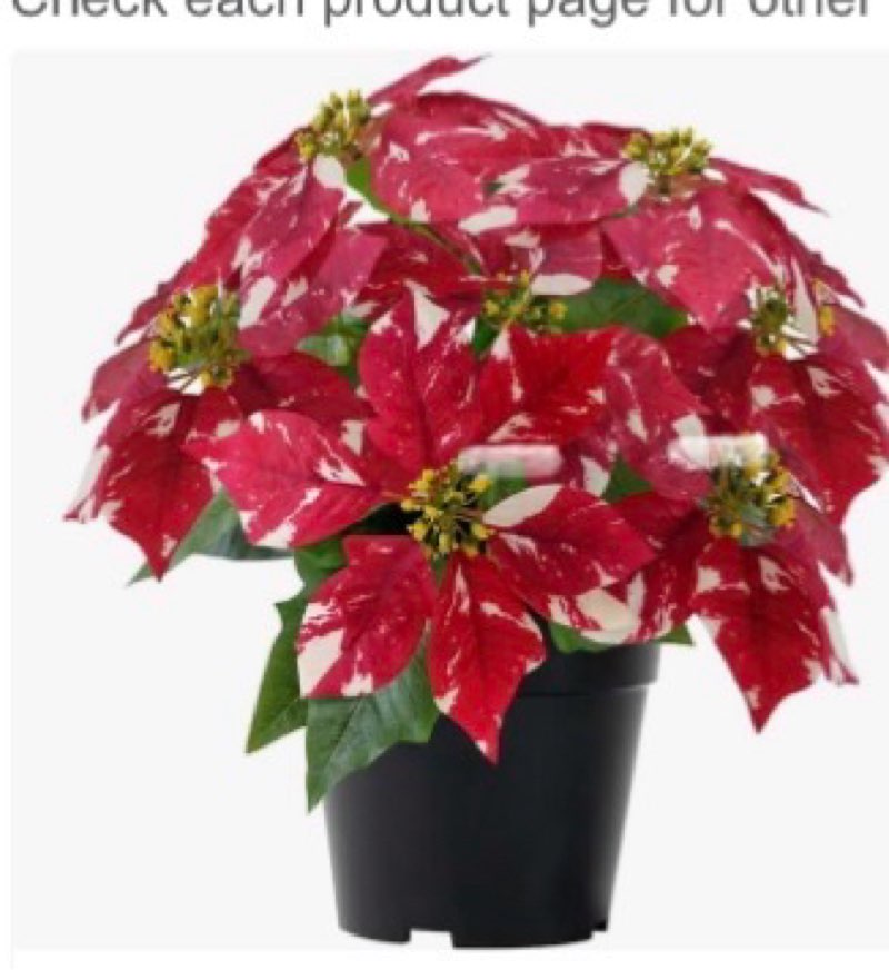 WOBUBU Poinsettia Plants Artificial 9 Heads 14 Inch Fake Poinsettias Christmas Flowers in Pot for Ho