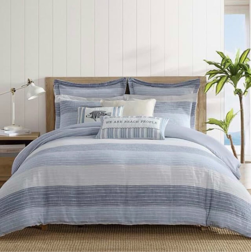 levtex home sand stripes blue twin/twin xl comforter set (68x88in) with 1 pillowcase (26x20in) - wov