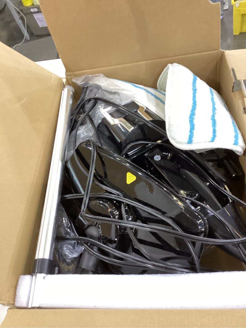 Condition photo showing As Is for Steam Mop, 12-in-1 Powerful Handheld Steam Cleaner Detachable Steam Mops for Floor Cleaning, 550ML Removable Tank, 23FT Power Cable, MultiPurpose Steamer for Hardwood, Tile, Grout, Furniture blcak