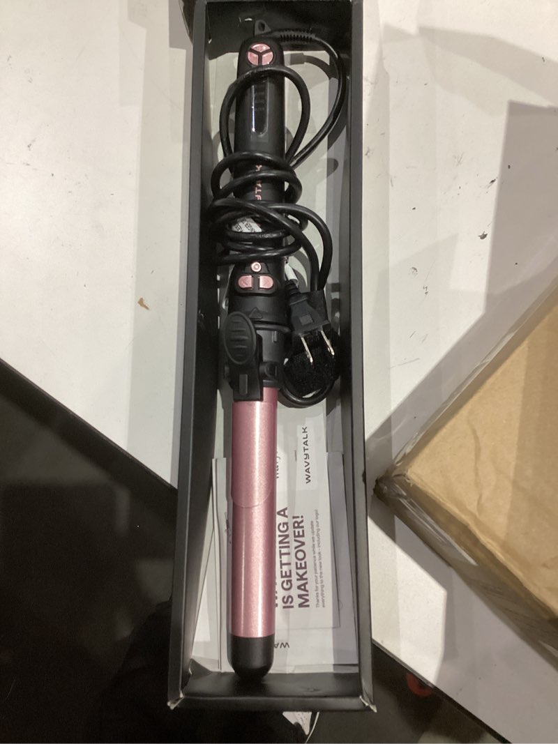 Condition photo showing Good Condition for wavytalk rotating curling iron, curl cycle, 1 inch automatic curling wand for long hair, get effortless beach waves with self spinning barrel up to 430°f with home button, dual voltage, rose gold
