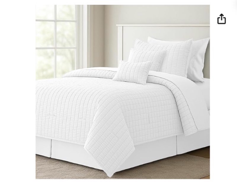 Lux Decor 8 Piece Comforter Set Twin Size 68x88 Inch, Seersucker Bed in a Bag Twin Bedding Set - Down Alternative Comforter Set with Sheets for All Seasons - White