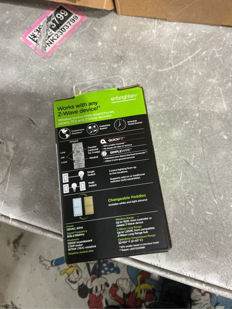 Condition photo showing New/Like New for ultrapro z-wave plus long range in-wall smart dimmer for smart home automation, 2 pack, plastic yoke, flying leads, single-pole/3-way, hub required, 76606 2 pack dimmer