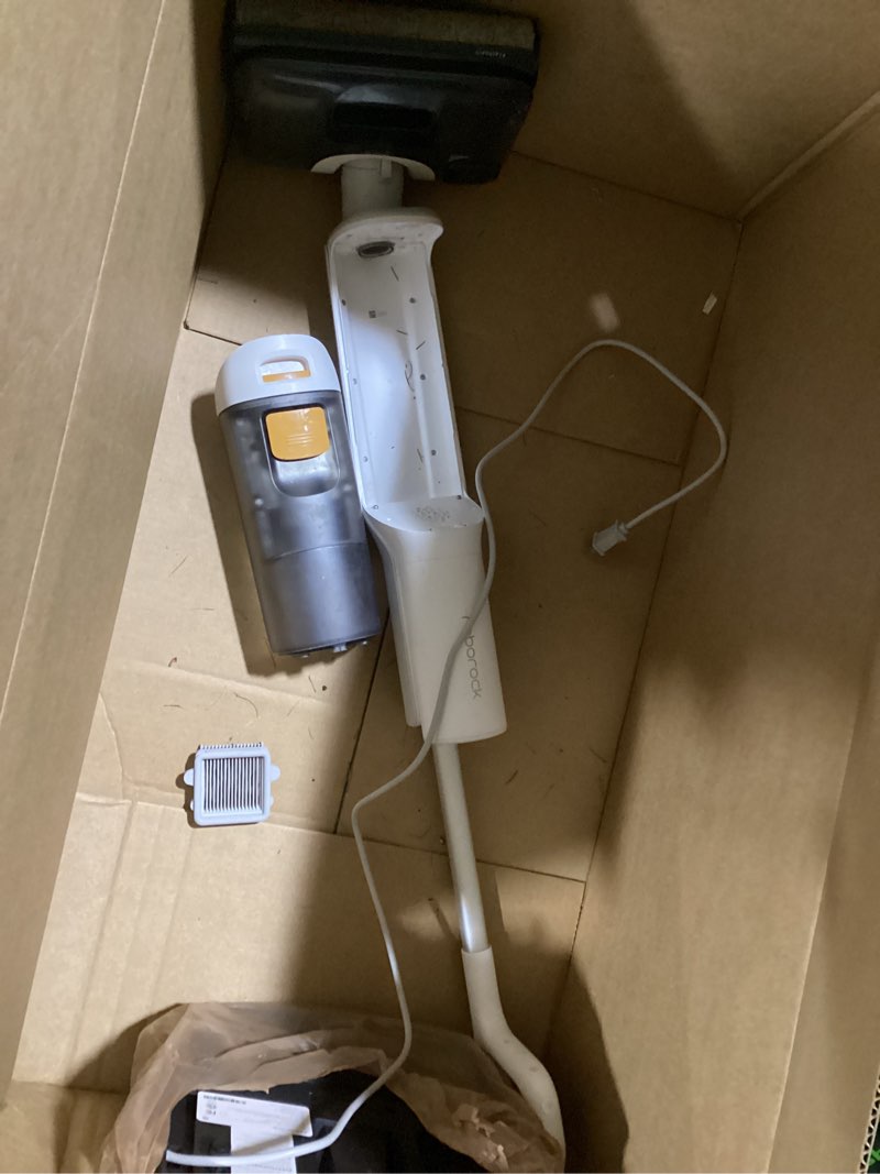 Condition photo showing As Is for possibly incomplete  roborock f25 gt vacuum mop all in one, wet dry vacuum cleaner cordless, 20000pa floor cleaner machine for tile hardwood wood vinyl floor, edge to edge self cleaning electric mop with 180° lie-flat f25 gt wet dry vacuum