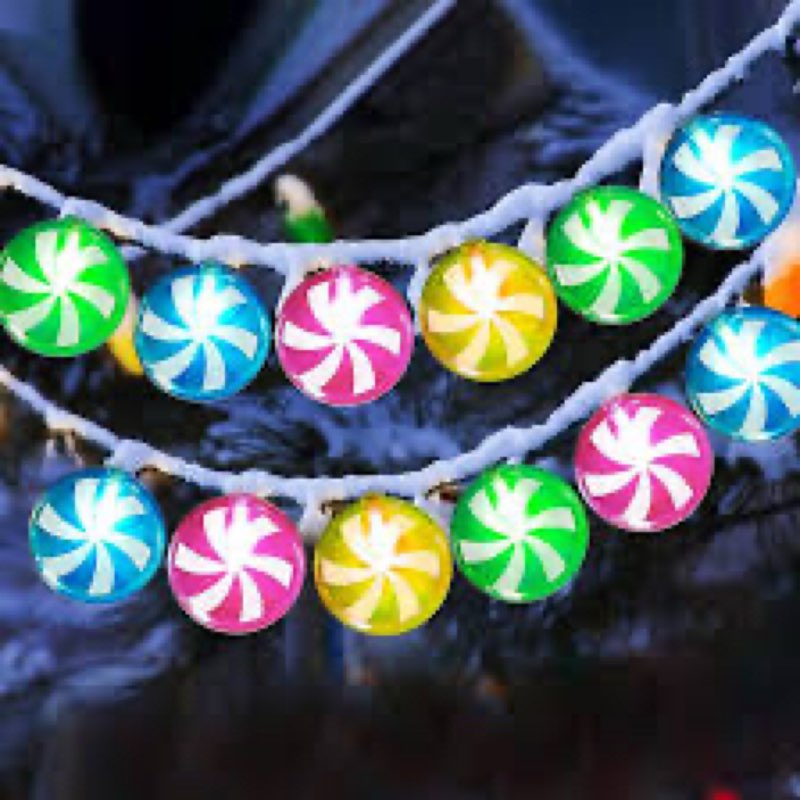 Honoson 2 Pcs Candy Cane String Lights Decoration 5.5ft 10 LED Battery Operated Fairy Lights Cute Sw